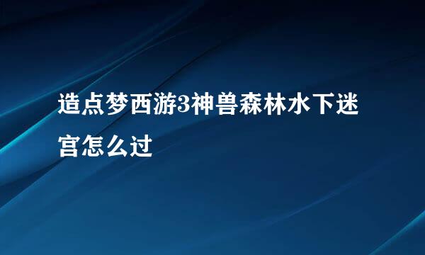 造点梦西游3神兽森林水下迷宫怎么过