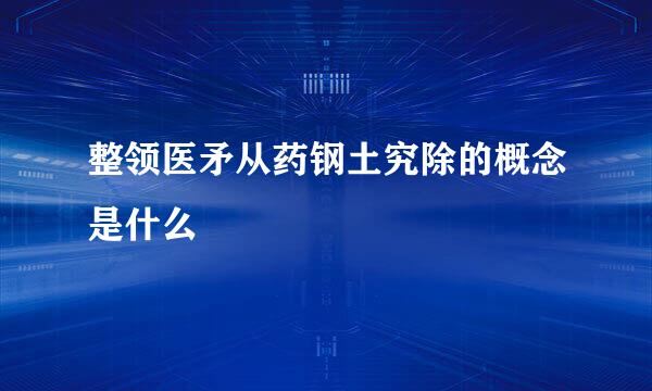 整领医矛从药钢土究除的概念是什么