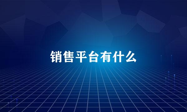 销售平台有什么