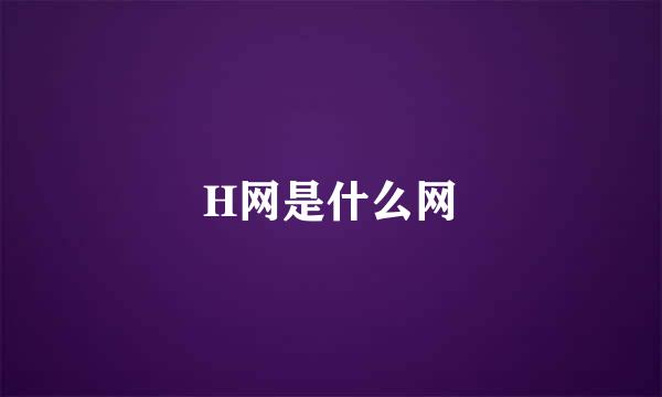 H网是什么网