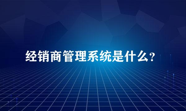 经销商管理系统是什么？