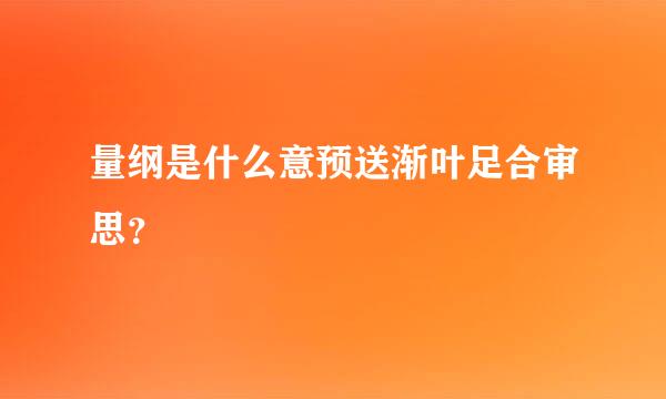 量纲是什么意预送渐叶足合审思？