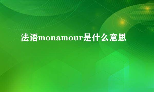 法语monamour是什么意思