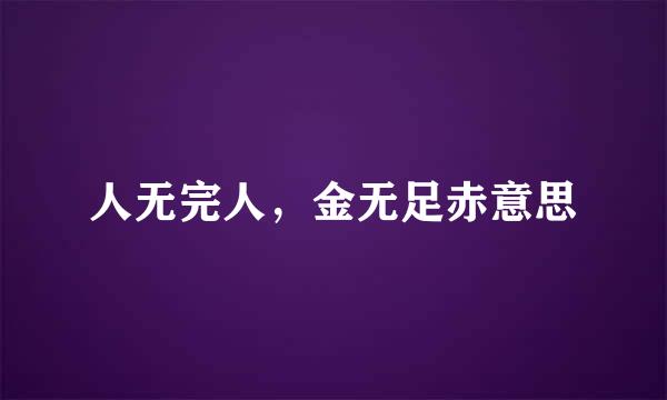 人无完人，金无足赤意思