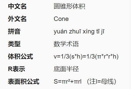圆锥体的体积公式是什么?