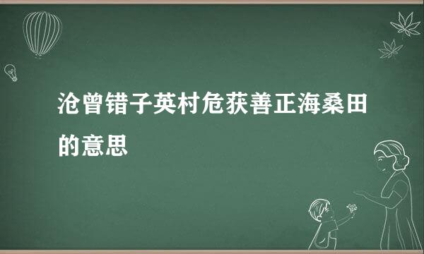 沧曾错子英村危获善正海桑田的意思