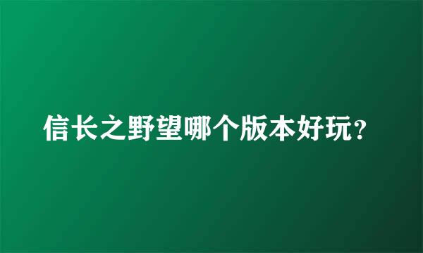 信长之野望哪个版本好玩？