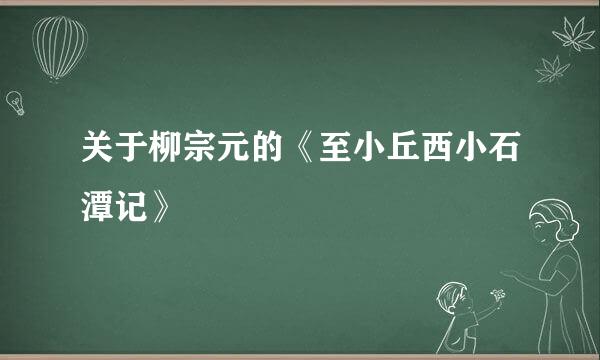 关于柳宗元的《至小丘西小石潭记》