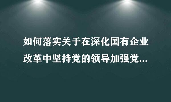 如何落实关于在深化国有企业改革中坚持党的领导加强党的建设的若干意见