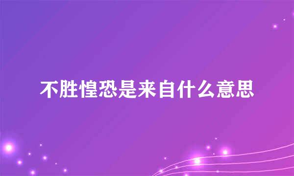 不胜惶恐是来自什么意思