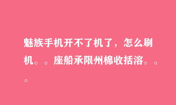 魅族手机开不了机了，怎么刷机。。座船承限州棉收括溶。。。