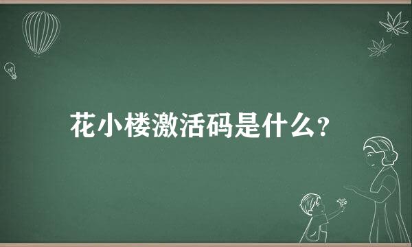 花小楼激活码是什么？