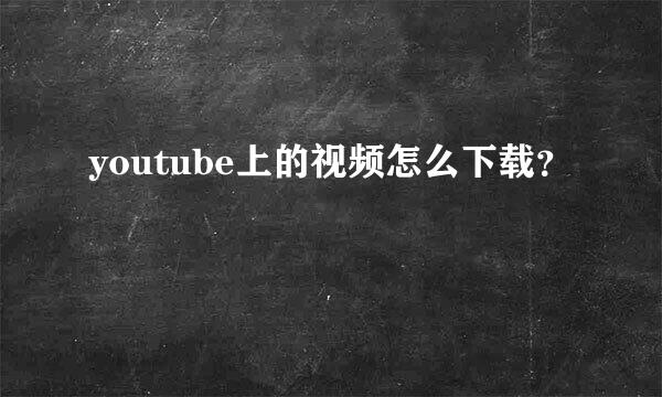 youtube上的视频怎么下载？