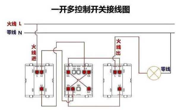 一开多控开关接线图