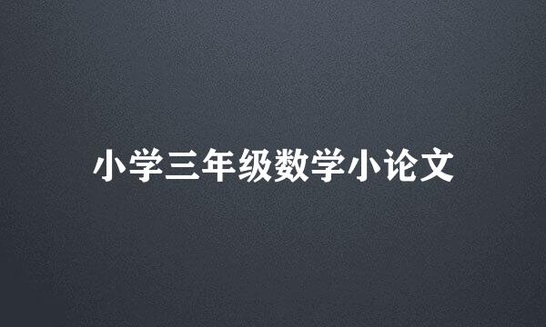 小学三年级数学小论文