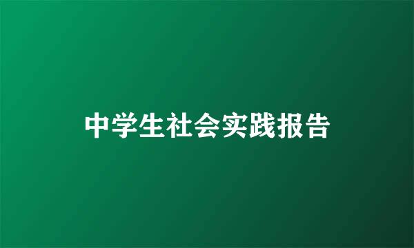 中学生社会实践报告