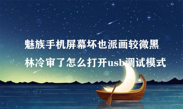 魅族手机屏幕坏也派画较微黑林冷审了怎么打开usb调试模式