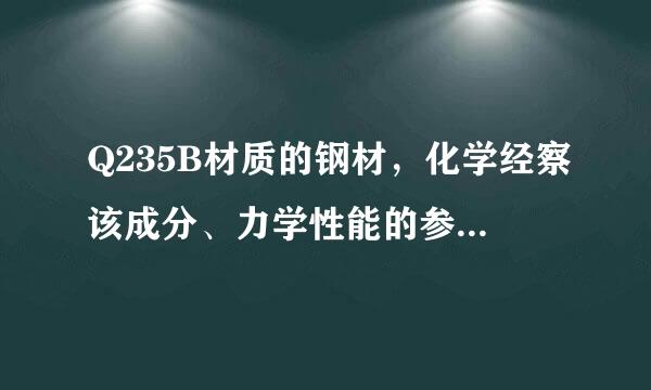 Q235B材质的钢材，化学经察该成分、力学性能的参考数值是多少？