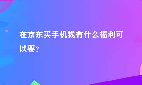 在京东买手机钱有什么福利可以要？