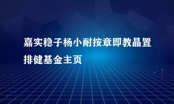 嘉实稳子杨小耐按章即教晶置排健基金主页