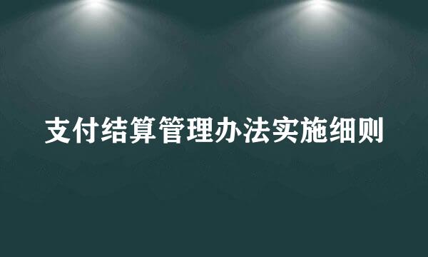 支付结算管理办法实施细则