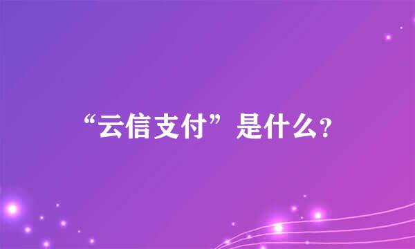 “云信支付”是什么？