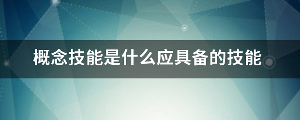 概念技能是什么应具备的技能