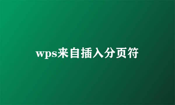 wps来自插入分页符