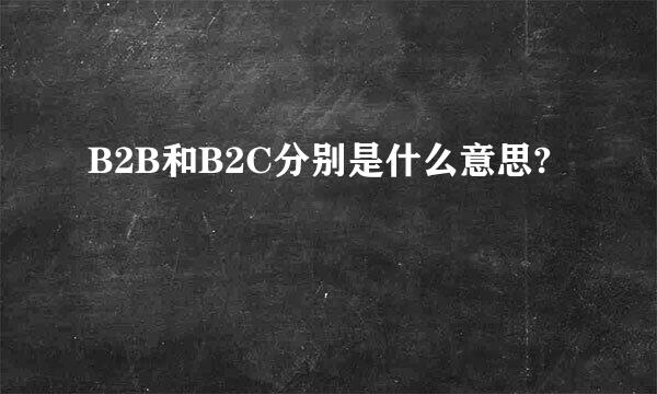 B2B和B2C分别是什么意思?