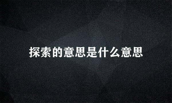 探索的意思是什么意思