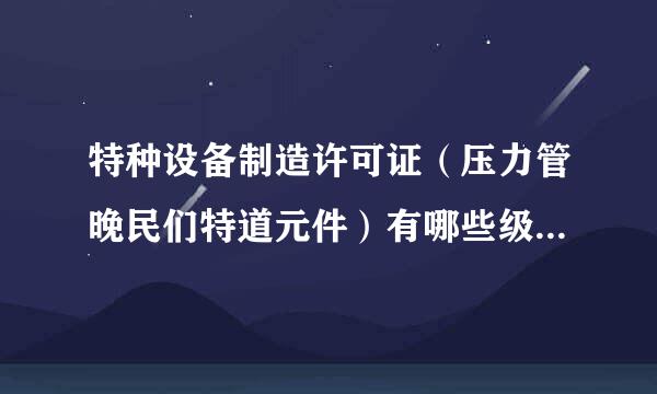 特种设备制造许可证（压力管晚民们特道元件）有哪些级别 怎么区分