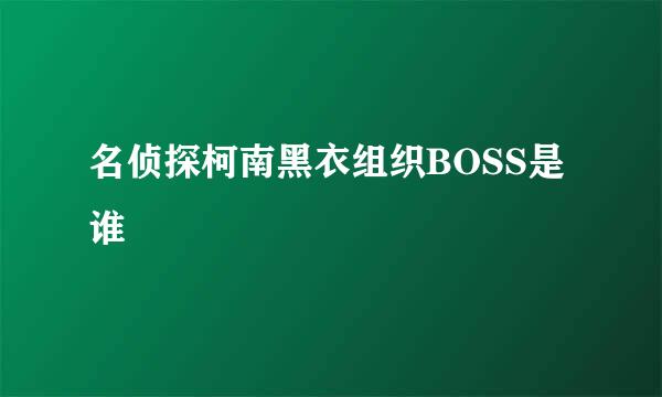 名侦探柯南黑衣组织BOSS是谁