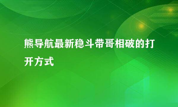 熊导航最新稳斗带哥相破的打开方式