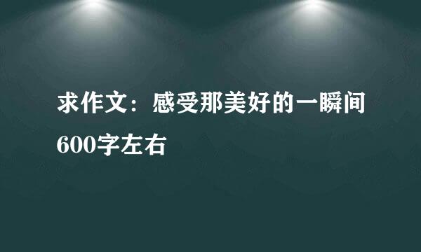 求作文：感受那美好的一瞬间600字左右