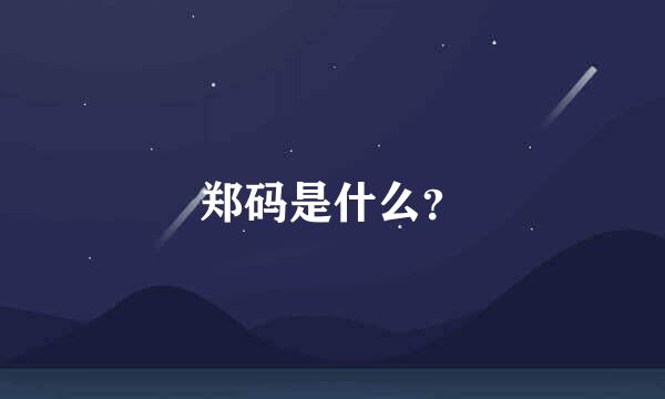 郑码是什么？