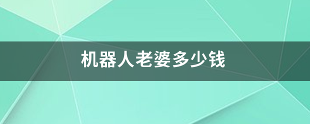 机器人老婆多少钱