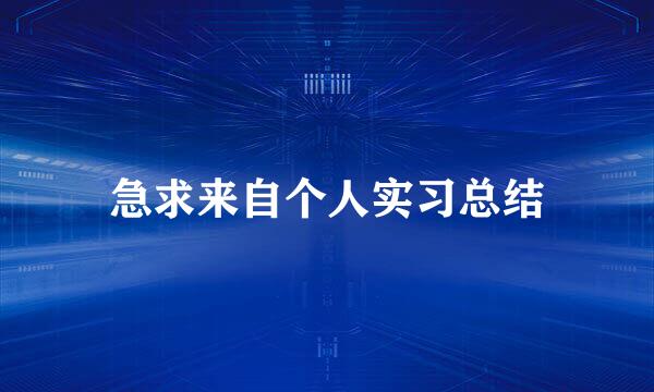 急求来自个人实习总结