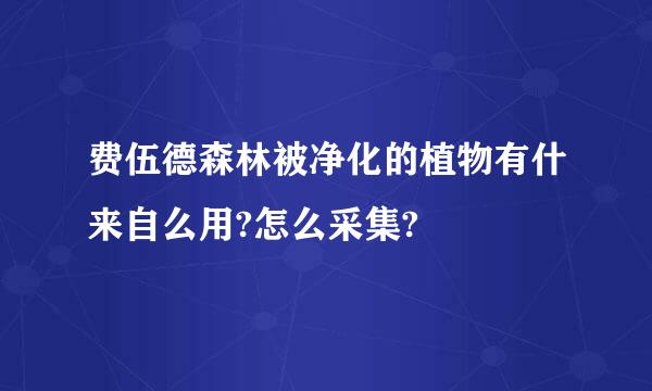 费伍德森林被净化的植物有什来自么用?怎么采集?