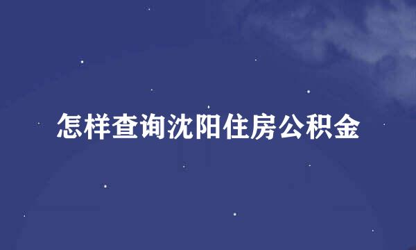 怎样查询沈阳住房公积金