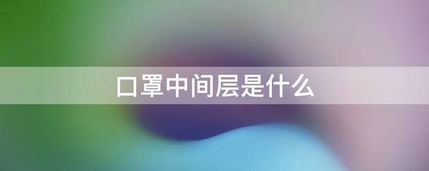 口罩中间来自层是什么