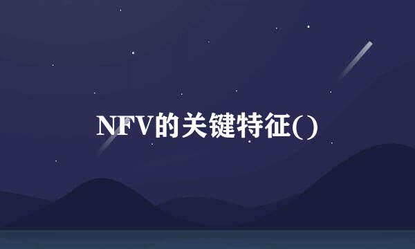 NFV的关键特征()