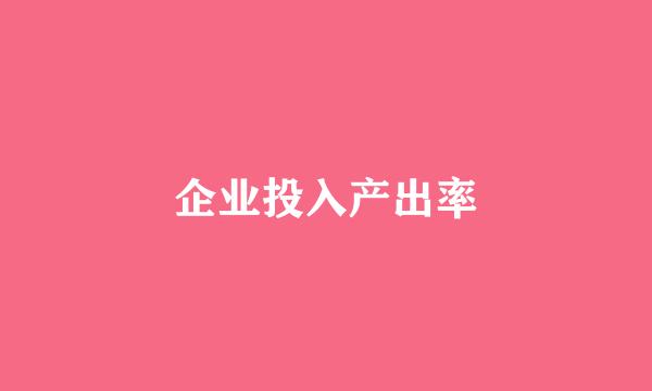 企业投入产出率