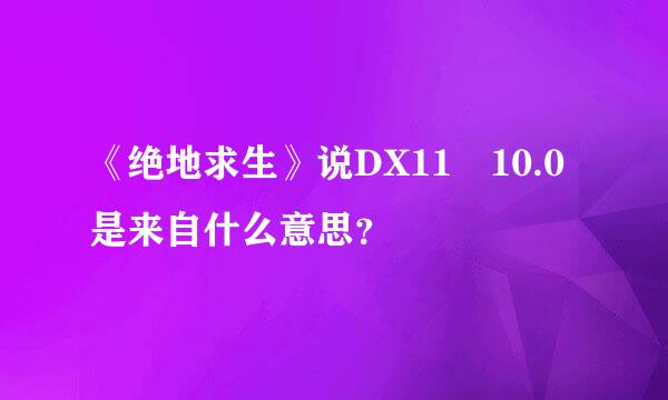 《绝地求生》说DX11 10.0是来自什么意思？