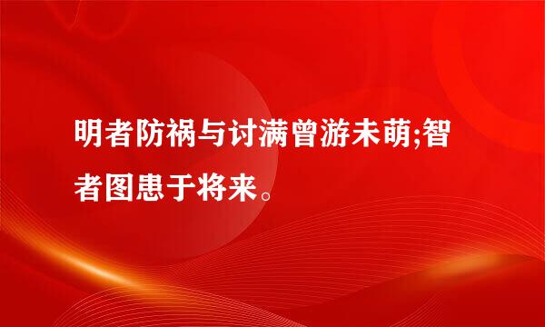 明者防祸与讨满曾游未萌;智者图患于将来。