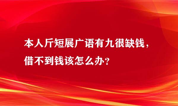 本人斤短展广语有九很缺钱，借不到钱该怎么办？