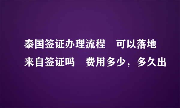 泰国签证办理流程 可以落地来自签证吗 费用多少，多久出