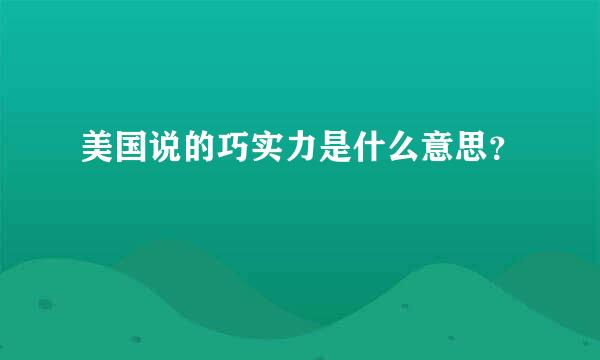 美国说的巧实力是什么意思？