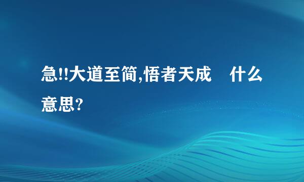 急!!大道至简,悟者天成 什么意思?