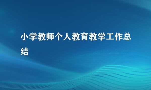 小学教师个人教育教学工作总结