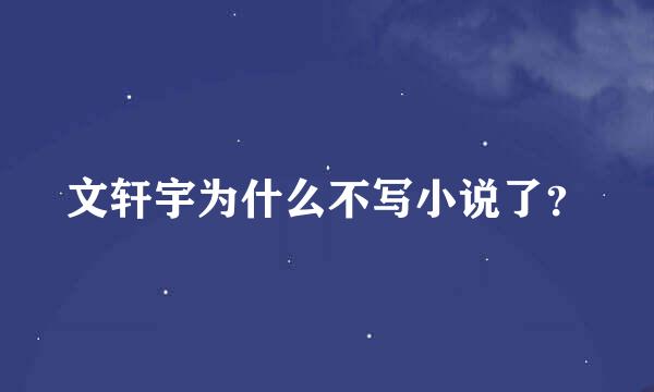 文轩宇为什么不写小说了？